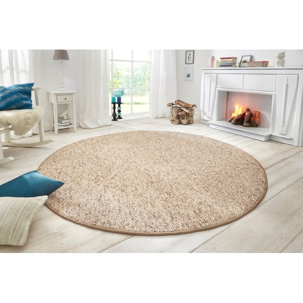 Apvalios formos kilimas šviesiai rudos spalvos ø 200 cm Wolly – BT Carpet-image-1