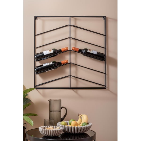 Sieninė juodos spalvos iš metalo vyno lentyna butelių skaičius 10 67x66x7,5 cm Cuadro – PT LIVING-image-1