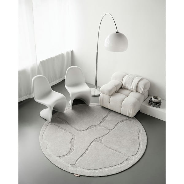 Iš vilnos apvalios formos kilimas šviesiai pilkos spalvos ø 120 cm Morphic Organica – Agnella-image-1
