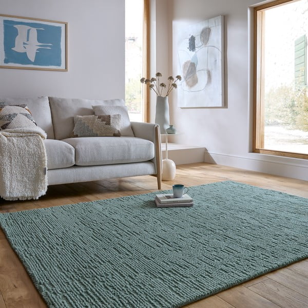 Rankų darbo pilkai mėlynos spalvos iš vilnos kilimas 120x170 cm Harris Boucle – Flair Rugs-image-1