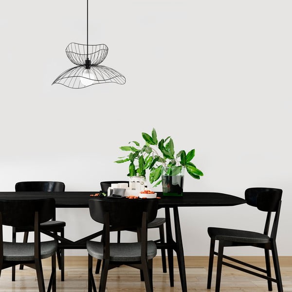Juodos spalvos kabantis šviestuvas ø 50 cm su metaliniu gaubtu Farac – Opviq lights-image-1