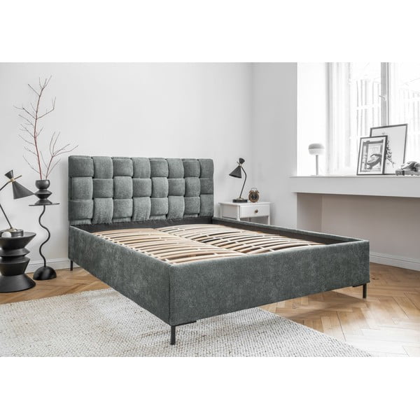 Dvigulė lova šviesiai žalios spalvos audiniu dengta su lovos grotelėmis 180x200 cm Eve – Miuform-image-4