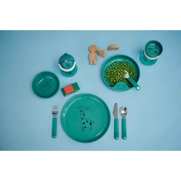 Vaikiški stalo įrankiai turkio spalvos/sidabrinės spalvos iš nerūdijančio plieno 3 vnt. Deep turquoise – Mepal-image-1