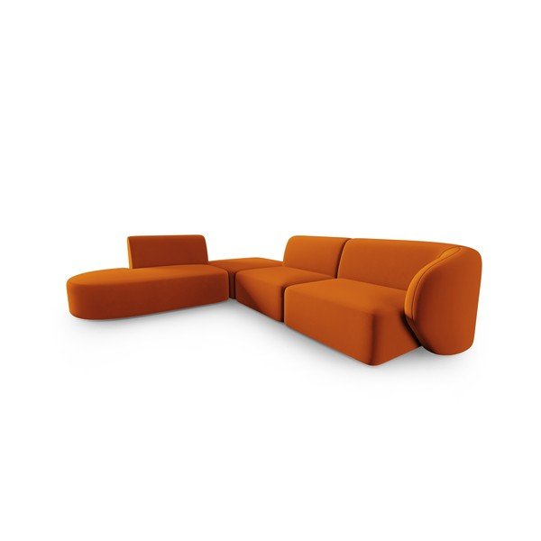 Terakotos spalvos iš velveto kampinė sofa (su kairiuoju kampu/„L“ formos) Paolo – Milo Casa-image-2