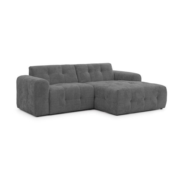Tamsiai pilkos spalvos kampinė sofa (su dešiniuoju kampu/su gultu) Melva – Ropez