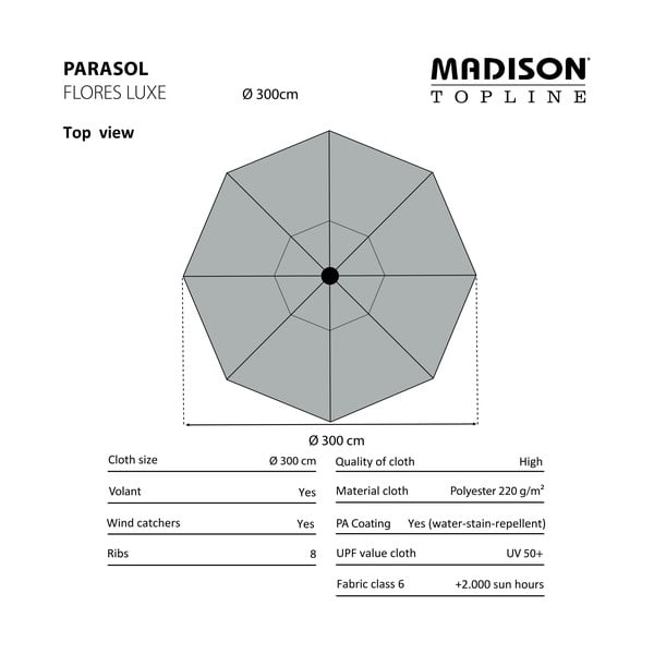 Mėlynas skėtis ø 300 cm Flores - Madison-image-2