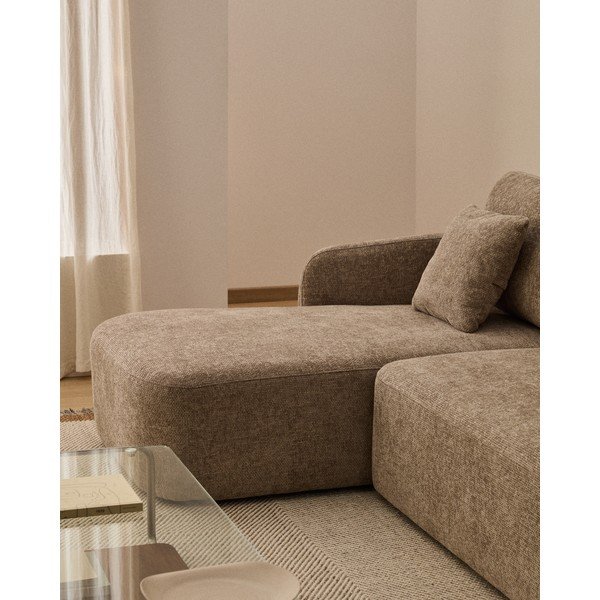 Taupe spalvos sulankstoma kampinė sofa iš šenilinio audinio (su kairiuoju kampu/su gultu) Laira – Kave Home-image-4