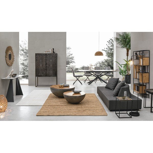 Pilkos spalvos/natūralios spalvos iš metalo apvalios formos kavos staliukas ø 90 cm Lancaster – Bizzotto-image-4