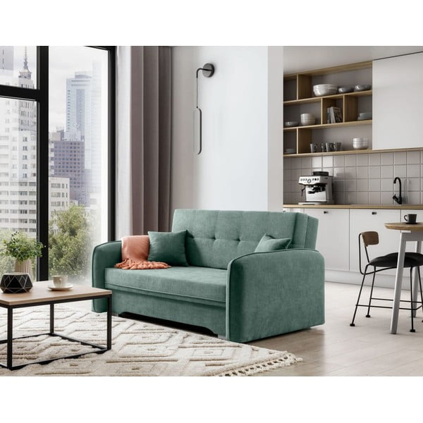 Žalios spalvos iš šenilinio audinio sulankstoma/su sandėliavimo vieta sofa 155 cm Laine – ELTAP-image-3