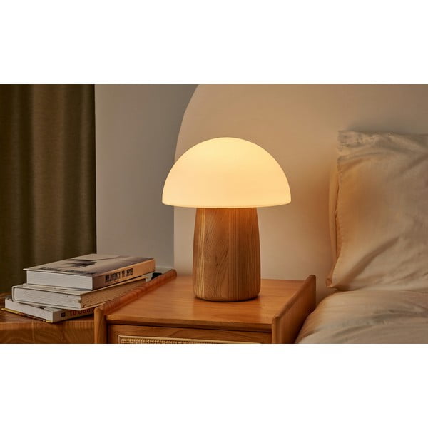 Natūralios spalvos pritemdomas stalinis šviestuvas su stikliniu gaubtu (aukštis 32 cm) Alice - Gingko-image-2