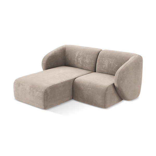 Šviesiai rudos spalvos kampinė sofa iš šenilinio audinio (su kairiuoju kampu/su gultu) Lani – Makamii-image-2