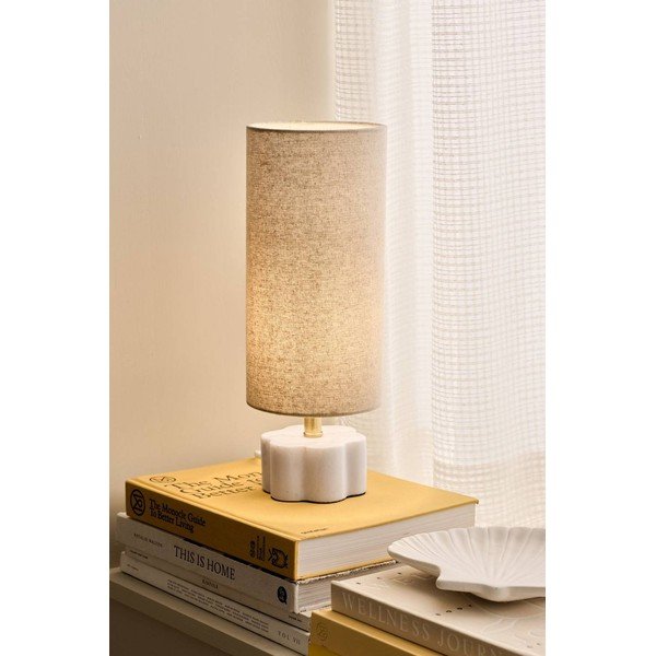 Baltos spalvos/smėlio spalvos iš lino stalinis šviestuvas (aukštis 33 cm) Joline – Ellos Home-image-1