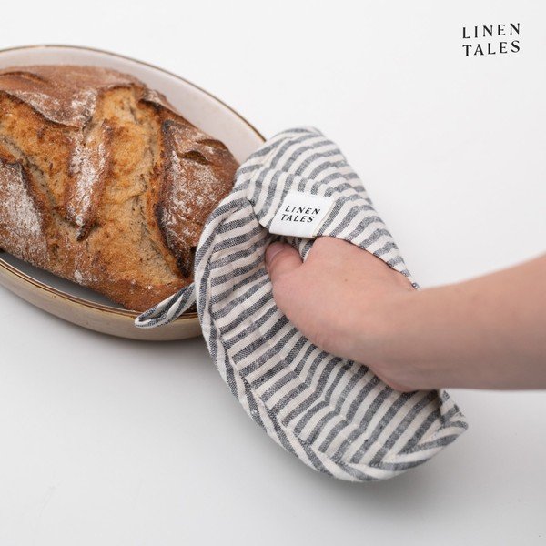Orkaitės pirštinė iš lino Thin Black Stripes – Linen Tales-image-2