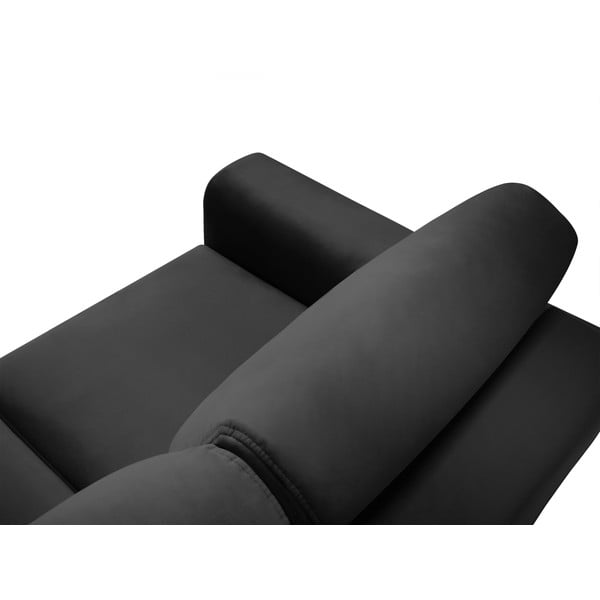 Tamsiai pilkos spalvos iš velveto sulankstoma/su sandėliavimo vieta kampinė sofa Kyoto – Cosmopolitan Design-image-4