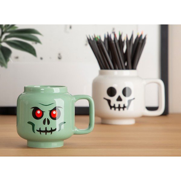 Žalios spalvos iš keramikos vaikiškas puodelis latte kavai 255 ml Skeleton – LEGO®-image-1