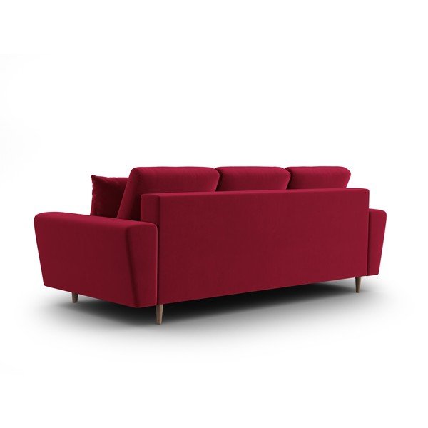 Raudonos spalvos iš velveto sulankstoma/su sandėliavimo vieta sofa 235 cm Kyoto – Cosmopolitan Design-image-3