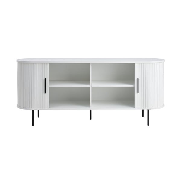 Šoninė spintelė baltos spalvos su stumdomomis durimis 180x76x45 cm Nola – Unique Furniture-image-4
