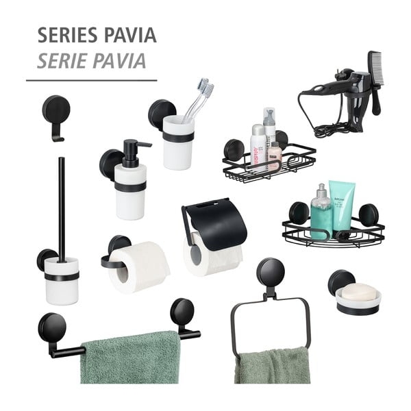 Juoda kampinė vonios lentyna Weko Static-Loc® Pavia, plotis 27 cm-image-2