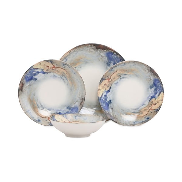 24 dalių abstrakčių porcelianinių indų rinkinys Güral Porselen-image-2