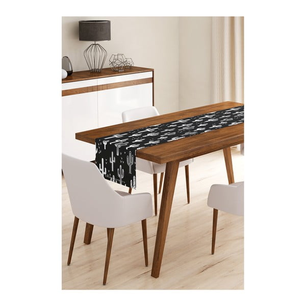 Minimalistiniai pagalvėlių užvalkalai Juodas kaktusas mikropluošto staltiesė, 45 x 145 cm