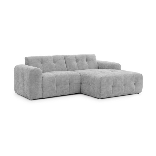 Šviesiai pilkos spalvos kampinė sofa (su dešiniuoju kampu/su gultu) Melva – Ropez