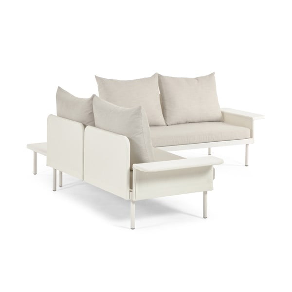 Balta aliuminio sodo kampinė sofa su stalu Kave Home Zaltana-image-3
