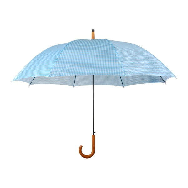 Šviesiai mėlynas skėtis su medine rankena Esschert Design Lietus