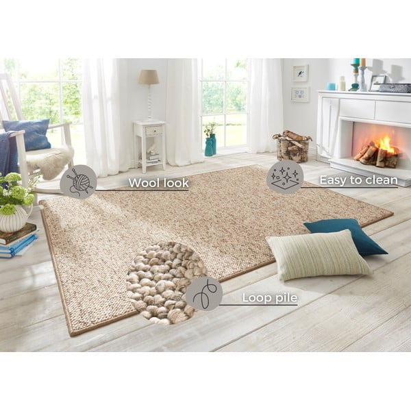 Kilimas šviesiai rudos spalvos 140x200 cm Wolly – BT Carpet-image-4