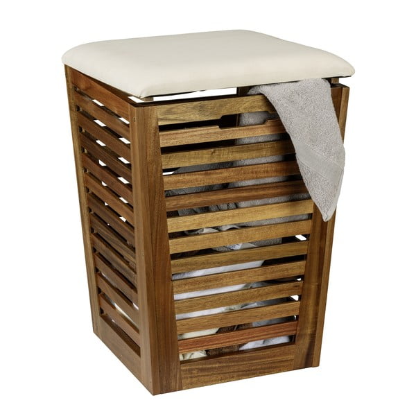 Tamsios natūralios spalvos iš medžio skalbinių krepšys 55 l Fondi – Wenko