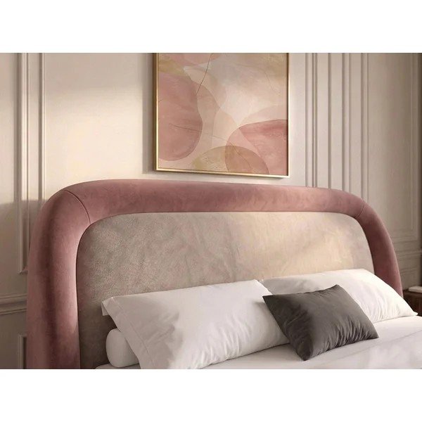 Rožinės spalvos dvigulė lova audiniu dengta su sandėliavimo vieta su lovos grotelėmis 180x200 cm Sam – Bobochic Paris-image-2