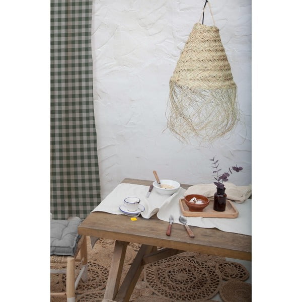 Pilka lininė pjaustyta užuolaida Cortina Hogar Grey Vichy-image-1