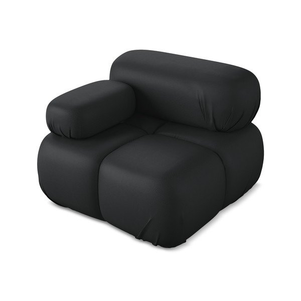 Juodos spalvos iš dirbtinės odos modulinė sofos dalis (su kairiuoju kampu) Lokua – Makamii-image-2