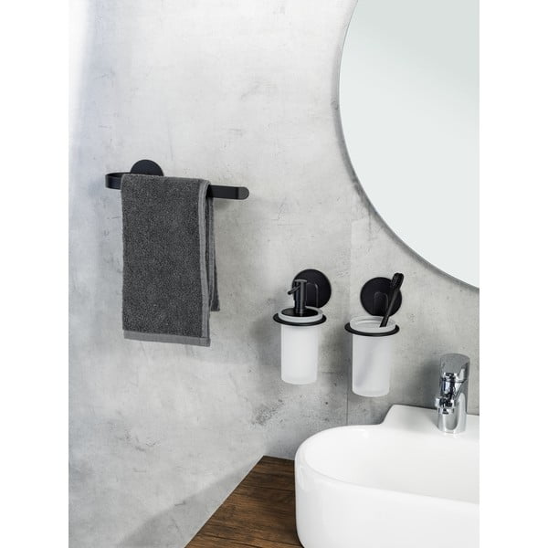 Klijuojamas iš metalo rankšluosčio laikiklis matinės juodos spalvos Bivio – Wenko-image-1