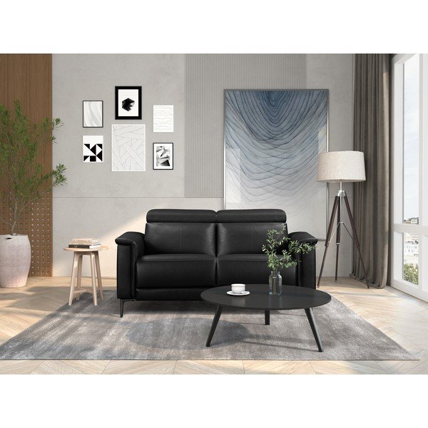 Iš dirbtinės odos sofa juodos spalvos 160 cm Lund – Støraa-image-1