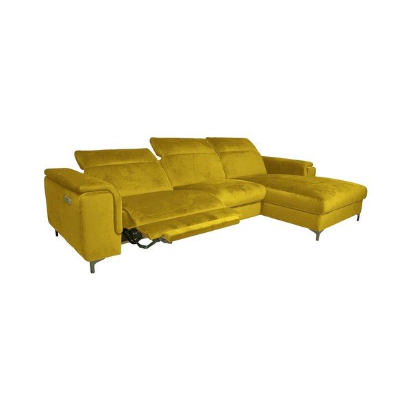 Kampinė sofa geltonos spalvos iš velveto (su dešiniuoju kampu) Brito – MESONICA-image-1