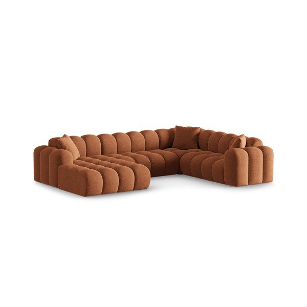 Terakotos spalvos iš šenilinio audinio kampinė sofa (su dešiniuoju kampu/„U“ formos) Treno – Cosmopolitan Design-image-1