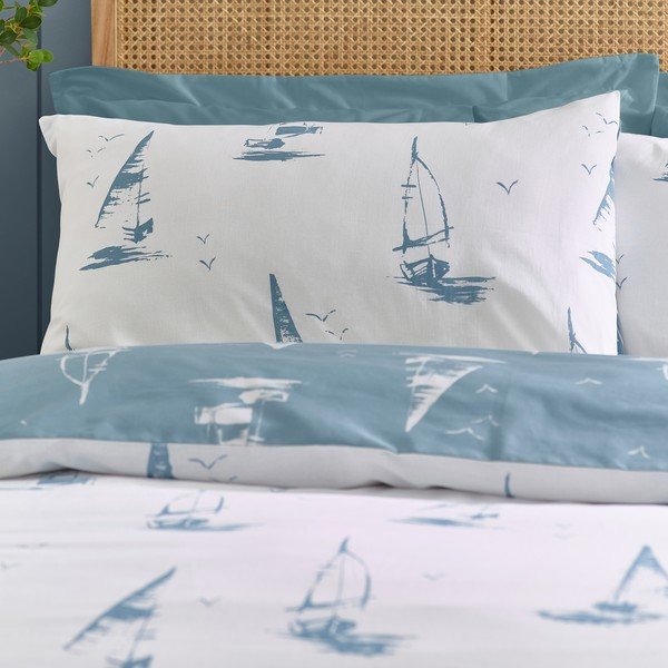 Mėlynos spalvos dvigulė patalynė 3 dalių 200x200 cm Salcombe Boats – Catherine Lansfield-image-3
