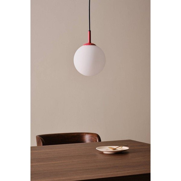 Raudonos spalvos/baltos spalvos iš stiklo kabantis šviestuvas ø 13 cm Ekman – Jotex-image-2