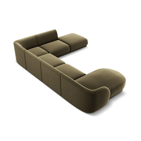 Kampinė sofa žalios spalvos iš velveto (su dešiniuoju kampu/„U“ formos) Miley  – Micadoni Home-image-4