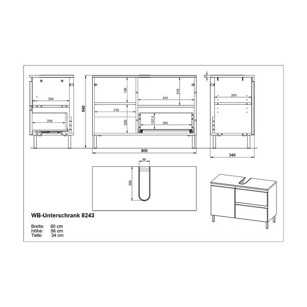Balta spintelė po praustuvu 80x56 cm Salinas - Germania-image-4