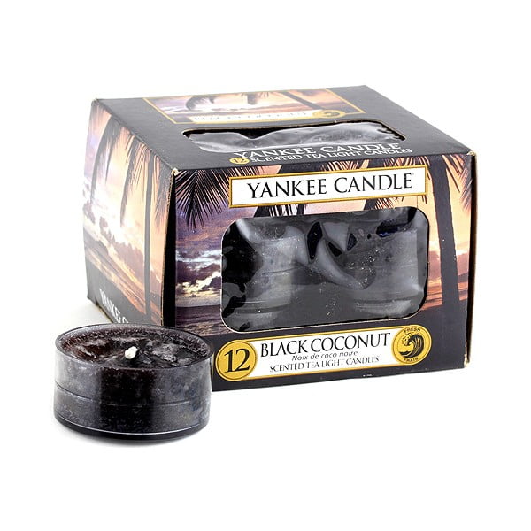 Yankee Candle 12 žvakių rinkinys su juodojo kokosų riešuto kvapu, degimo trukmė 4 - 6 val.