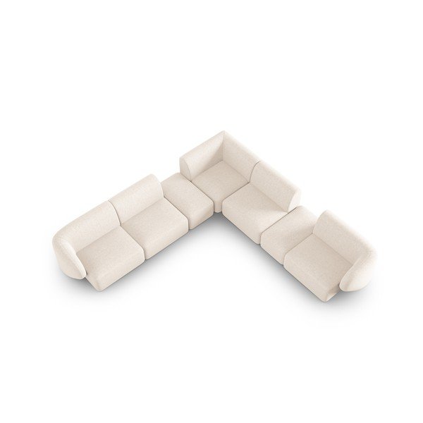 Smėlio spalvos iš šenilinio audinio kampinė sofa Paolo – Milo Casa-image-1