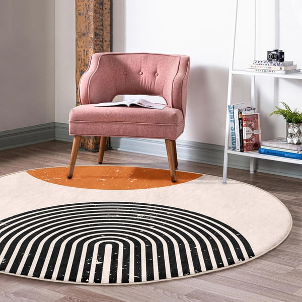 Skalbiamas/robotiniams dulkių siurbliams apvalios formos kilimas oranžinės spalvos/kreminės spalvos ø 120 cm Comfort – Mila Home-image-1