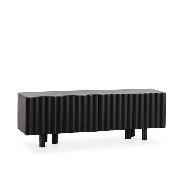 Juodos spalvos iš mango masyvo TV spintelė 160x55x40 cm Tamira – MOME