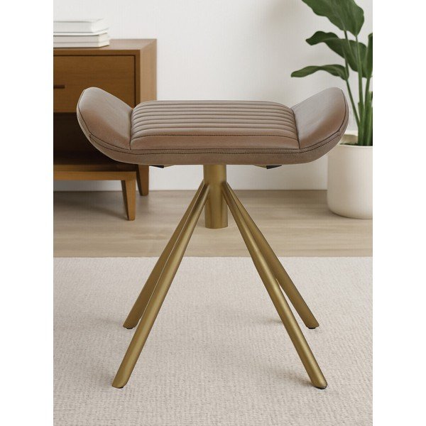 Pilkos spalvos taburetė iš odos Buffalo – Premier Housewares-image-1