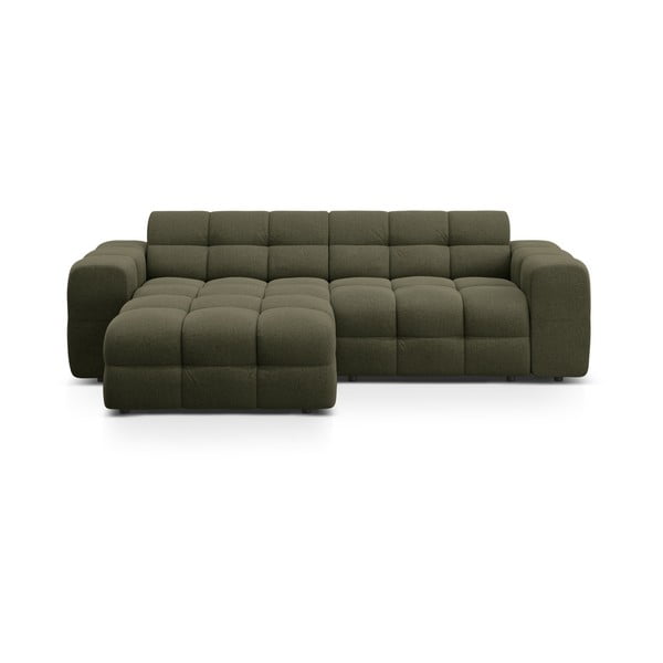 Žalios spalvos kampinė sofa (su kairiuoju kampu/su gultu) Kendal – Micadoni 