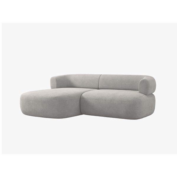 Šviesiai pilkos spalvos kampinė sofa iš boucle (su kairiuoju kampu/su gultu) Jenny – Micadoni -image-1