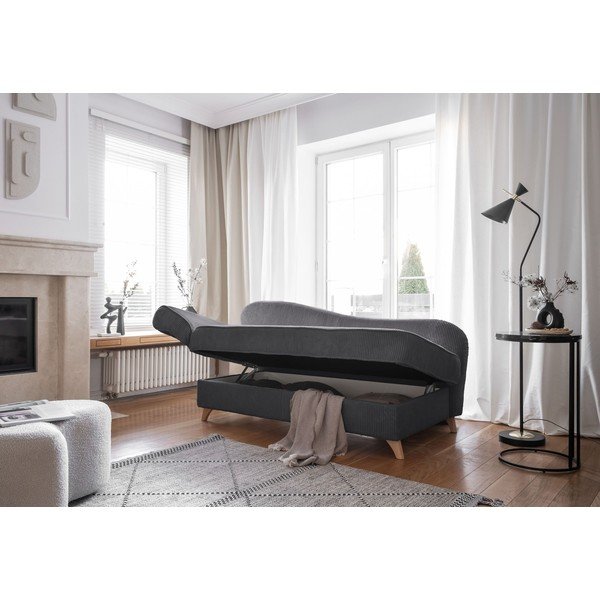 Pilkos spalvos iš kordinio velveto gultas (su kairiuoju kampu) Chic Charlotte – Miuform-image-2