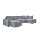 Iš kordinio velveto sulankstoma kampinė sofa šviesiai pilkos spalvos (su dešiniuoju kampu/„U“ formos) Brave Dave – Miuform
