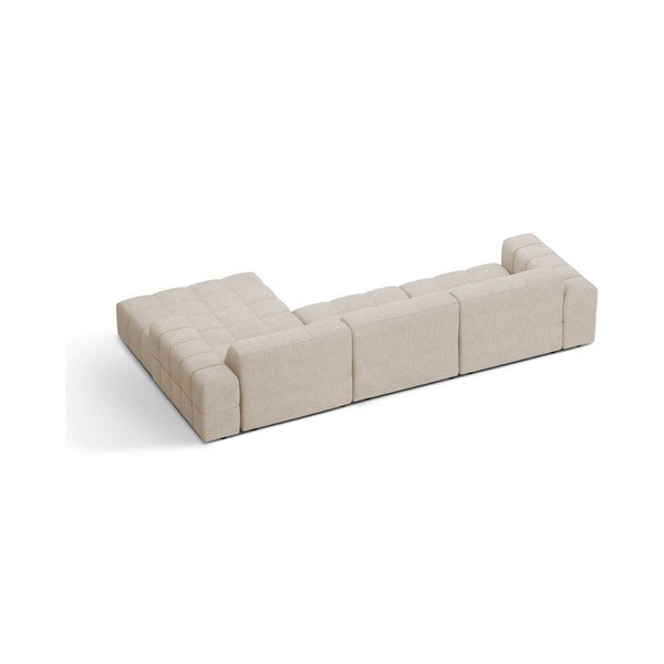 Kreminės spalvos kampinė sofa iš šenilinio audinio (su dešiniuoju kampu/su gultu) Chicago – Cosmopolitan Design-image-2